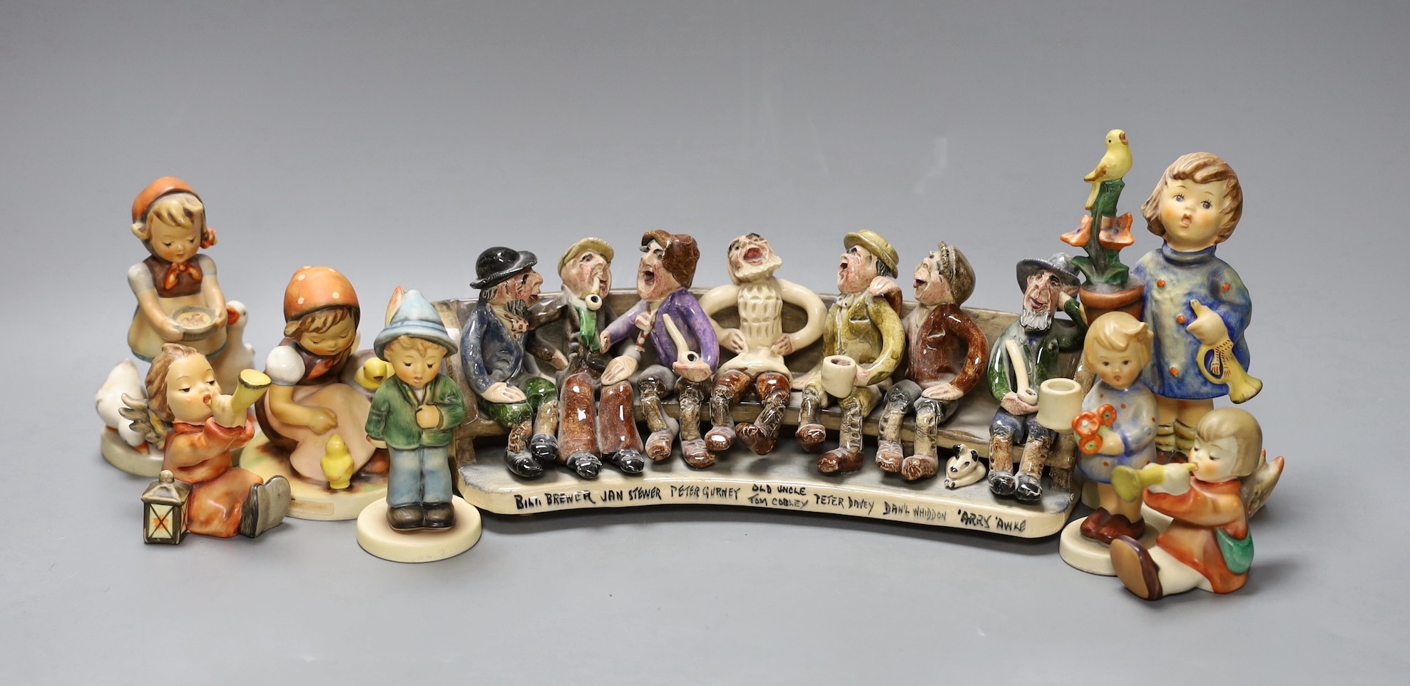 Widecombe Fair, pew group and various Goebel figures, tallest 14 cms high, (8)